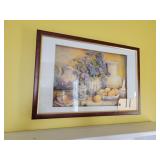 Blue & white framed picture (14' h, 22' w)