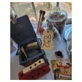 Vintage sewing basket & assortment of items