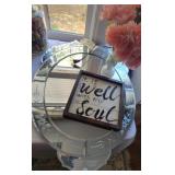 Oval vintage etched mirror