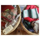 2 baskets of fabric pieces