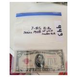 7- $5 bills series 1928 1st year of smaller bills