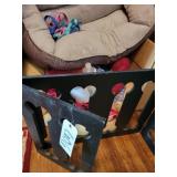 Dog gate w/ dog supplies,nail clippers etc