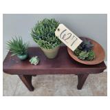 Primitive bench w artifcial Succulent plants
