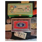 Vintage tin boxes, vintage wallets