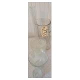 Glass vases, glass bucket