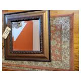 Beveled square mirror,  (2)  2 x 2 rugs