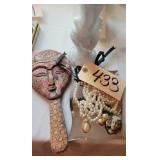 Lady's Hand Vase, Pearl Necklace & earrings