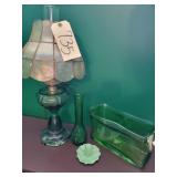 Vintage green lamp, green pieces