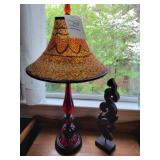 Lamp with beaded lampshade