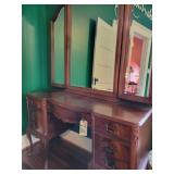 Antique vanity triple mirror