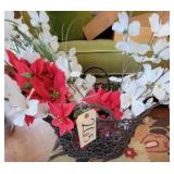 Vintage basket with artificial  flowers