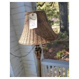 Pole lamp w wicker shade