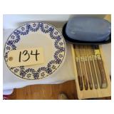 Inox steak knives & (5) salad plates made in Italy