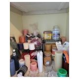 Candles, candleholders, shelf