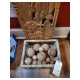 Basket Decorative Balls,wood wallplaque handcarved