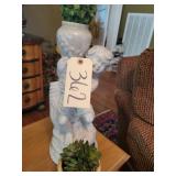Cherub figurine, small artificial plant