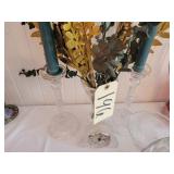 Crystal candle sticks, clock
