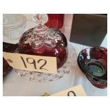 Cranberry covered dish, 2 cranberry dishes