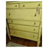 Vintage yellow 6 drawer chest