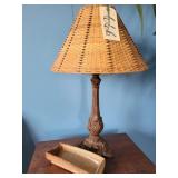 Lamp w wicker shade and planter