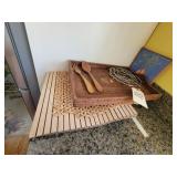 Trivets, wooden tray, placemats