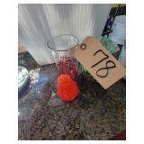 Hand blown glass vases (orange, brown, red/white,