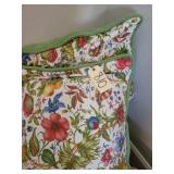 Floral pattern twin bedding, pillows, dust ruffle