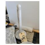 Marble cutting board, paper towel holder, rolling