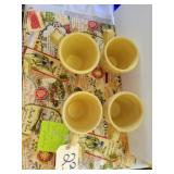 4 mugs made by Rosehill pottery, 4 place mats