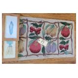 Veggie 2x3 rug, 2 veggie prints signed by Marty