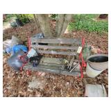 Red park bench
