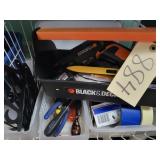 Shelf brackets, screw driver, tool box