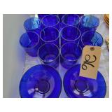 10 Anchor Hocking Cobalt glasses, 2 bowls