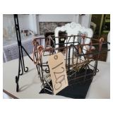 Plate stands, wire basket