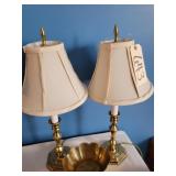 Pr Brass Lamps & Brass planter