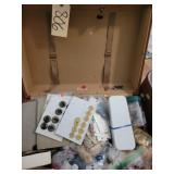 Vintage Samsinite luggage, assortment of butttons