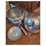 Silver metal icebucket & mercury glass ball