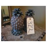 Pineapple bookends (small chip on leaf)