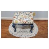 FLORAL EMBROIDERED STOOL AND RUG