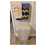 HAMPER & 2 RUGS "AS IS"