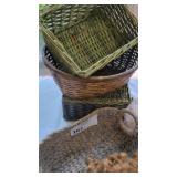 HANDWOVEN WATER HYACINTH BASKET & 2 BASKETS