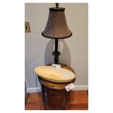 VINTAGE CANDLESTICK STYLE TABLE LAMP W/BOWL