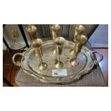 SILVER PLATED CORDIAL GOBLETS W TRAY
