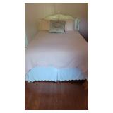 FULL SIZED BED W PINK RIBBONED HEADBOARD