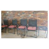 4 IRON FOLDUP CHAIRS W SMALL PATIO TABLE