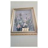 L CHANG HUMMINGBIRD & IRISES PRINT,