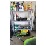 PLASTIC SHELF OF GARDEN & CLEANING SUPPLIES