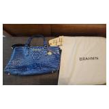 BRAHMIN BLUE EMBOSSED LEATHER BAG