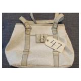 AIGNER CREAM CANVAS SHOULDER BAG