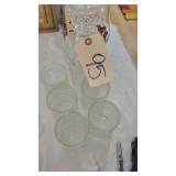 VINTAGE PRESS GLASS WHISKEY SET SQUARE DECANTER